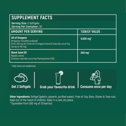 Lucelle™ Oregano & Black Seed Oil Softgels