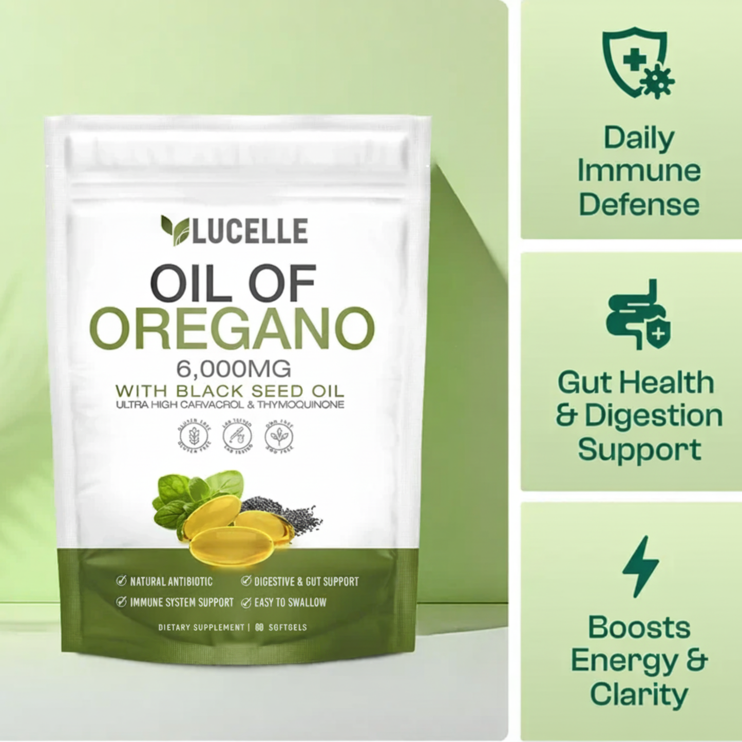 Lucelle™ Oregano & Black Seed Oil Softgels